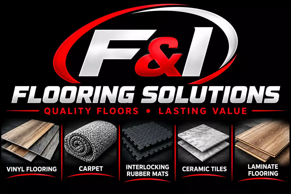 F&I Flooring Solutions brand showcase displaying five flooring product panels