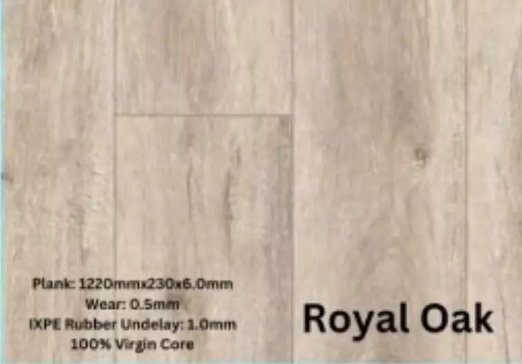 Royal Oak vinyl flooring sample with light wood grain finish